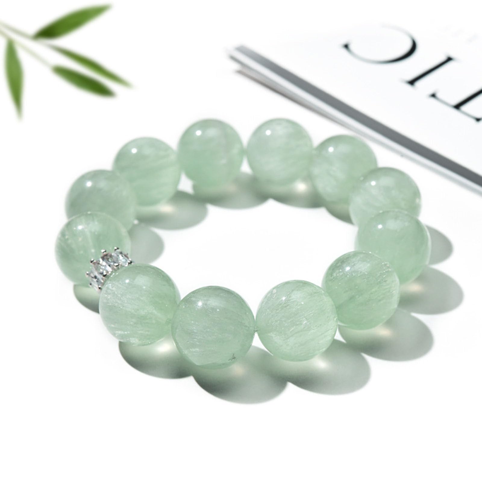 Pulsera de fluorita Verde cepillada Natural, Pulsera de Cristal de Cuarzo Verde para Mujer, Pulseras elásticas de Cuentas de Piedras Preciosas energéticas para Regalos de cumpleaños,14mm