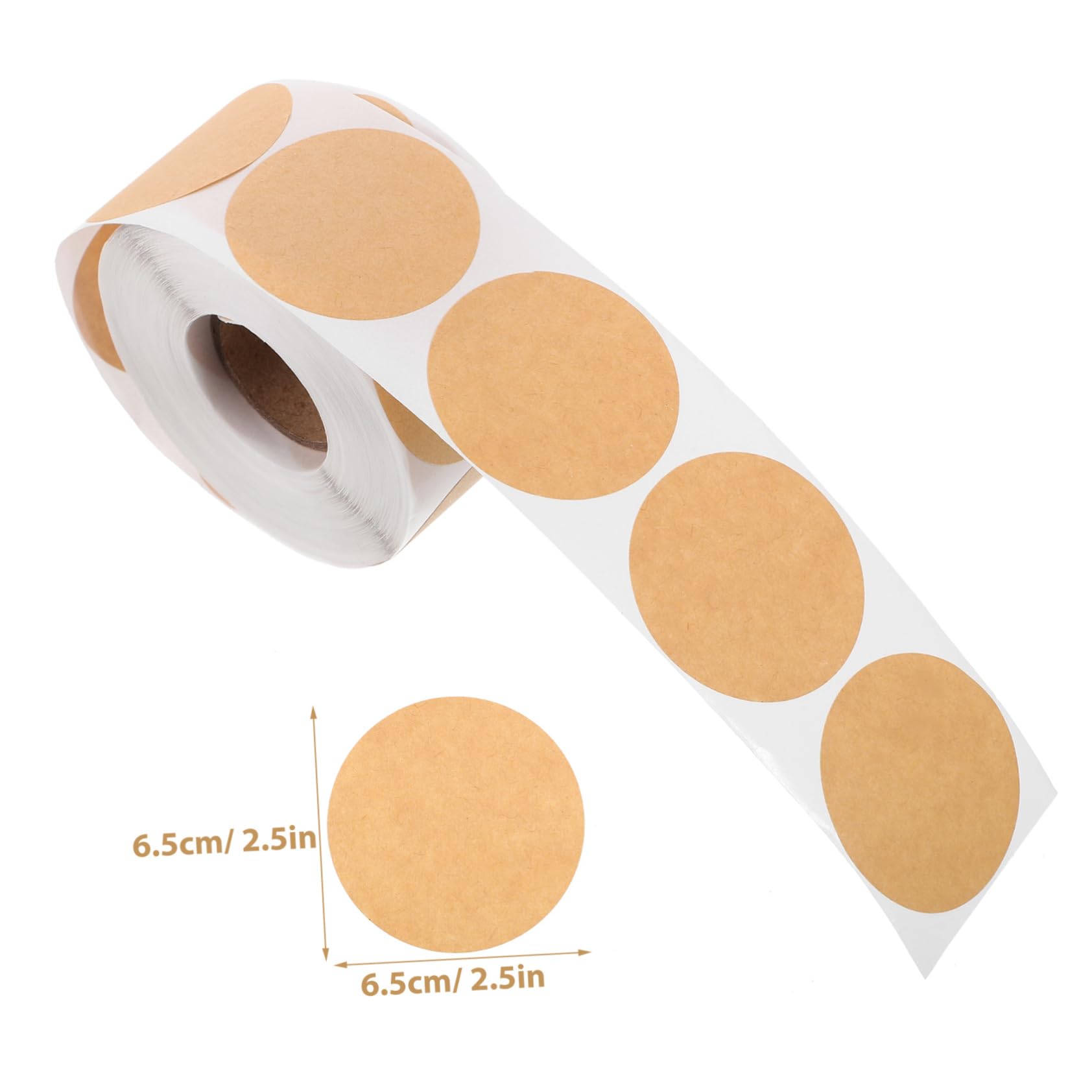 DOITOOL 5 Etichette Adesive Rotonde Kraft Etichette Vuote Autoadesive per Regali Organizzazione e Classificazione per Progetti Creativi
