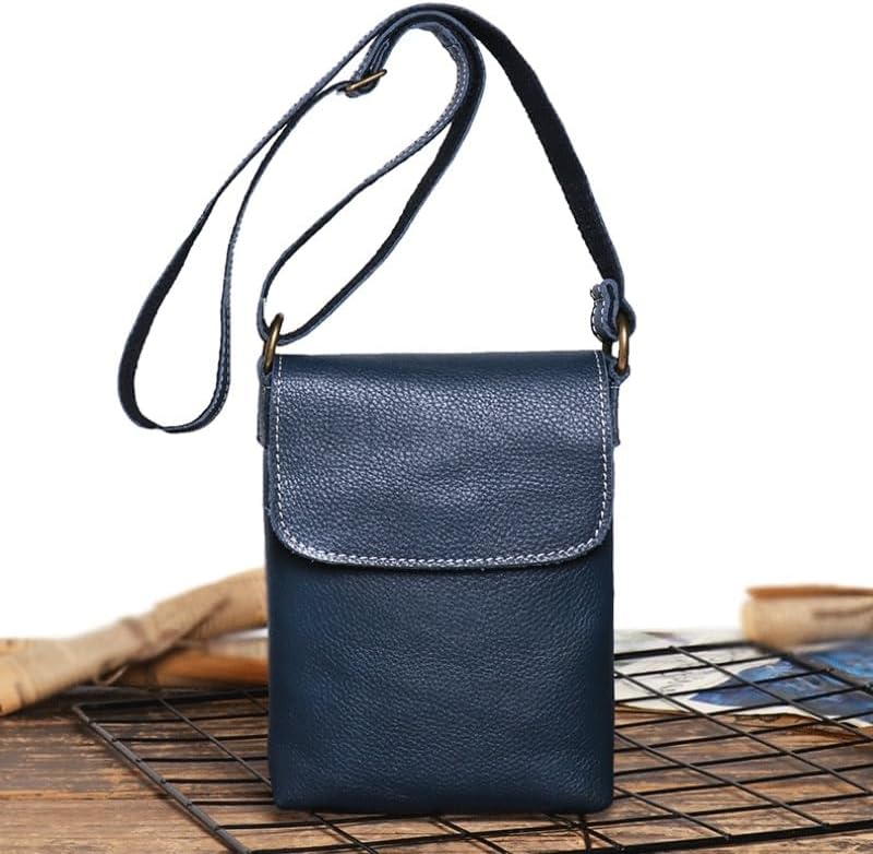 Men's Genuine Leather Crossbody Backpack Small Shoulder Bag for Mobile Phone