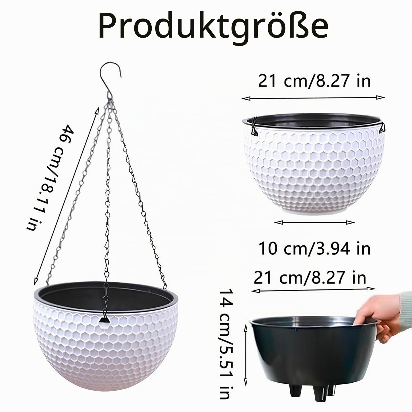 Hängende Blumentöpfe, 2 Stück Blumenampel Außen, Für Innen Draußen, Weiß M | Pflanzampel Hängeampel, Hängende Blumenampel Mit Rostfrei, Mit Drainagelöchern Und Stöpseln,Für Decken Balkone Wanddekoration