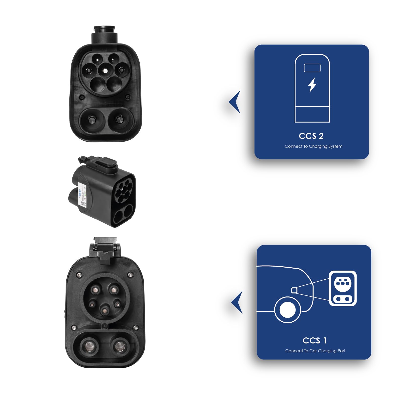 AKYGA CCS 2 do CCS 1 adapter do szybkiego ładowania pojazdów elektrycznych AK-SC-E19 1000 V kompatybilny z DC 250 A / 230 V AC 32 A