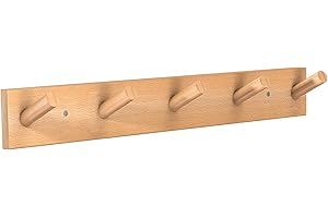 Wooden Peg Coat Rack with Natural Wood Duty Coat Hooks