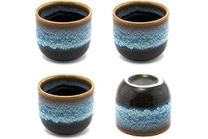 Set of 4 Perfect Ceramic Sake Cups 2 fl oz, Authentic Japanese...