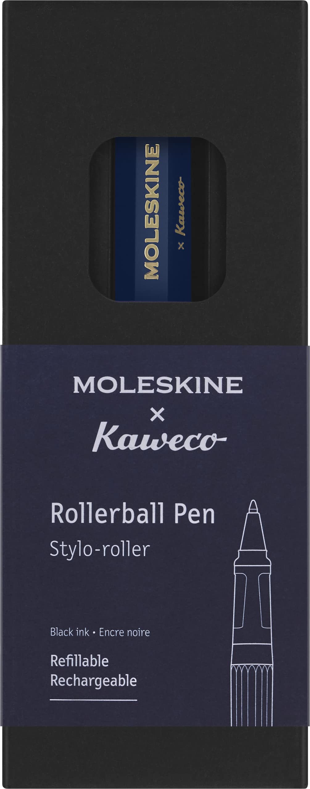 Moleskine x Kaweco, Roller Pen, 0.7mm Point, Blue with Black Ink