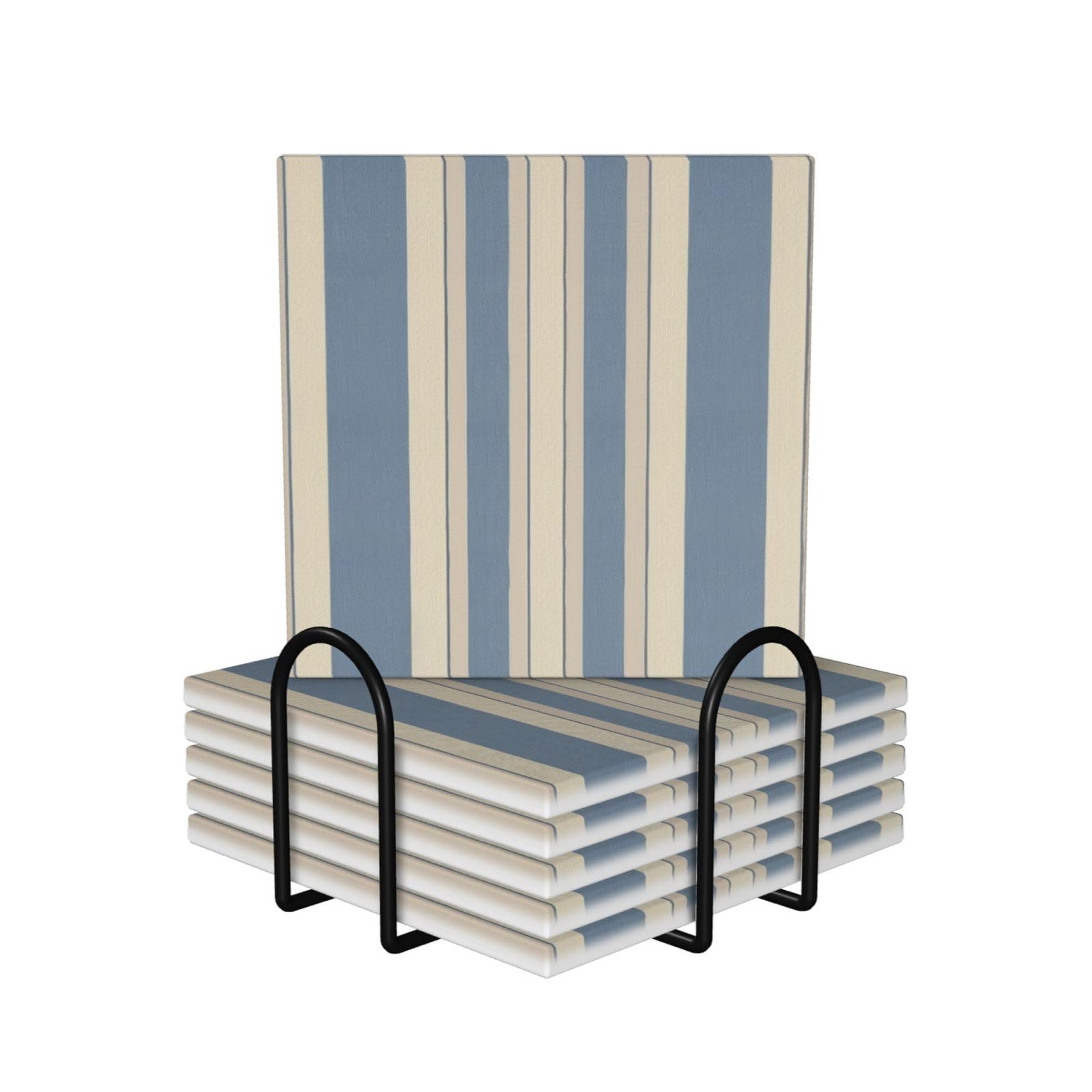 Dessous de verre absorbants pour table basse lot de 6 céramique bleue