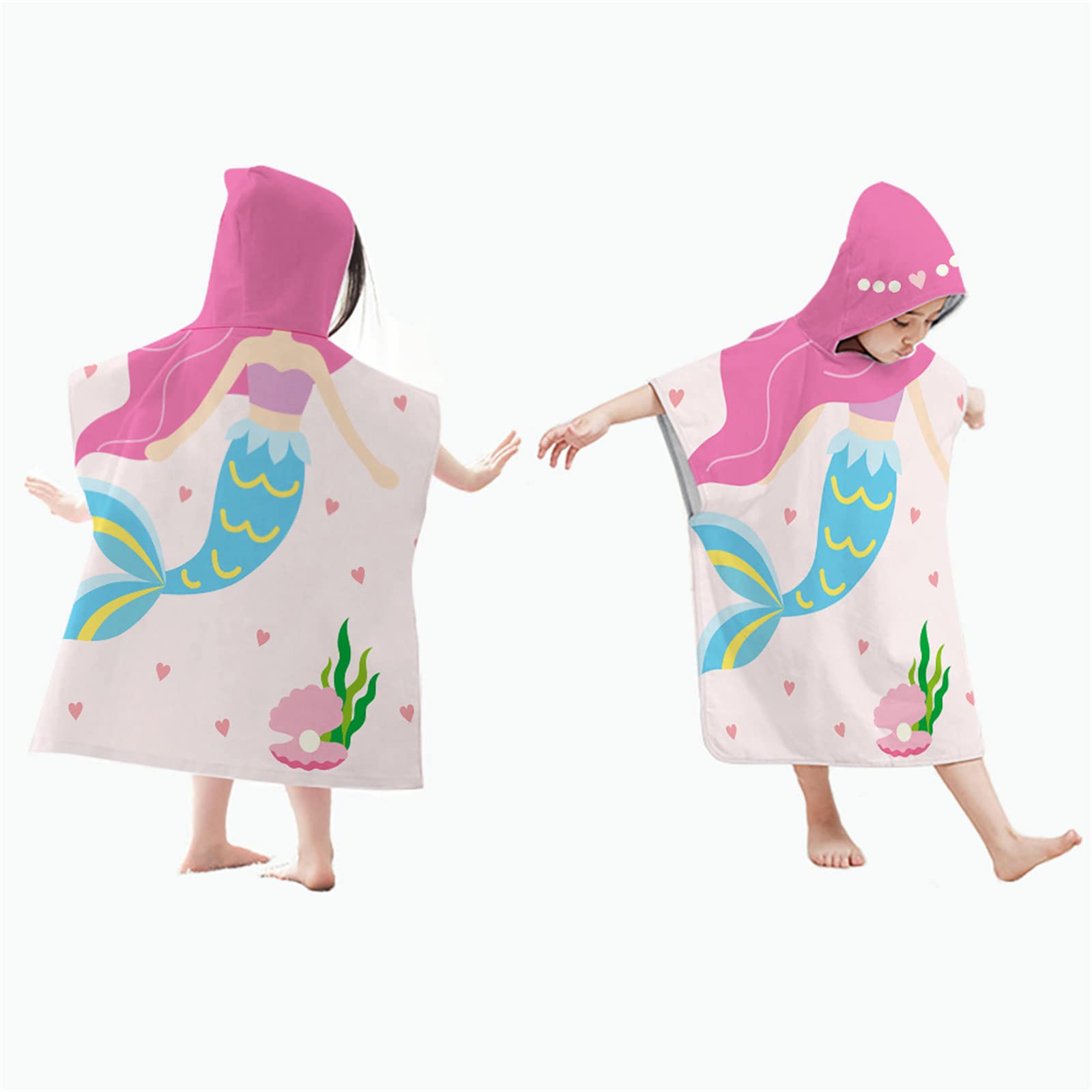 SVOSVAKids Poncho Hooded Towels Cute Pattern Beach Swimming Bath Towels with Hood for Boys Girls Children Changing Robe