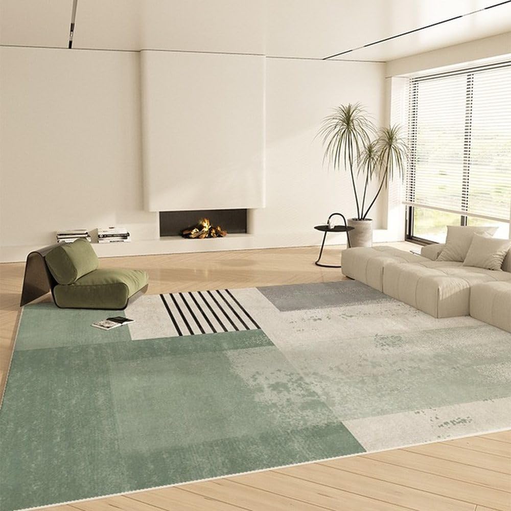 Tapis vert géométrique salon chambre à coucher confortable YHT141
