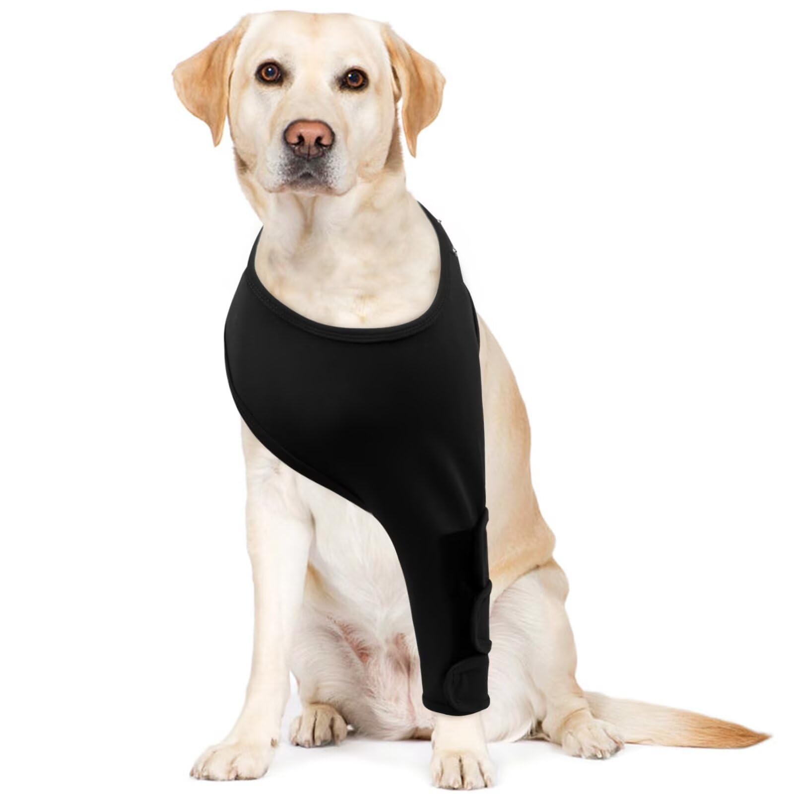 IECOii Dog Surgery Recovery Suit,Dogs Anti-licking Protection Sleeve,Dog Front Leg Braces Recovery Sleeve,Post Operative Leg Wounds Protector,Cone E-Collar Alternative,Dog leg sleeve,Black,XL