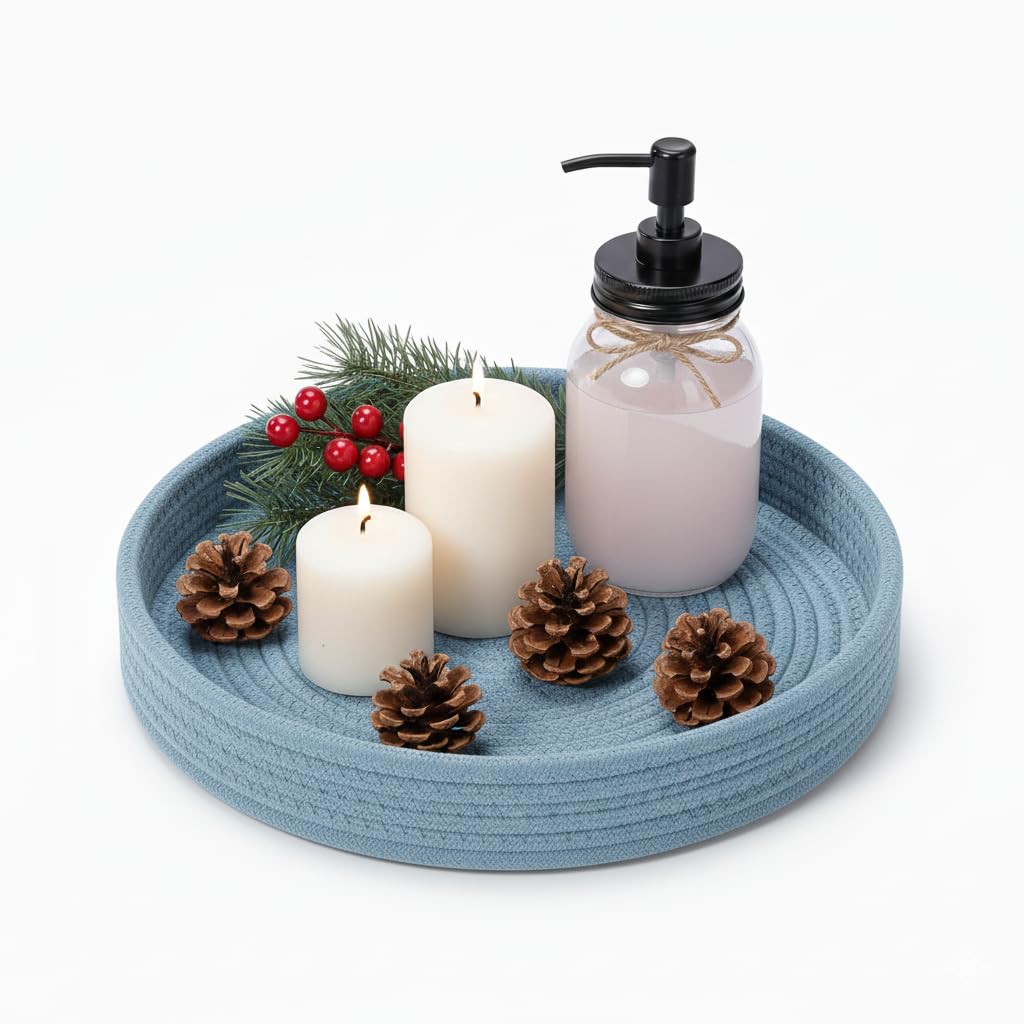 BOBBINY Rope Tray - Decorative Round Tray for Home Decor -25