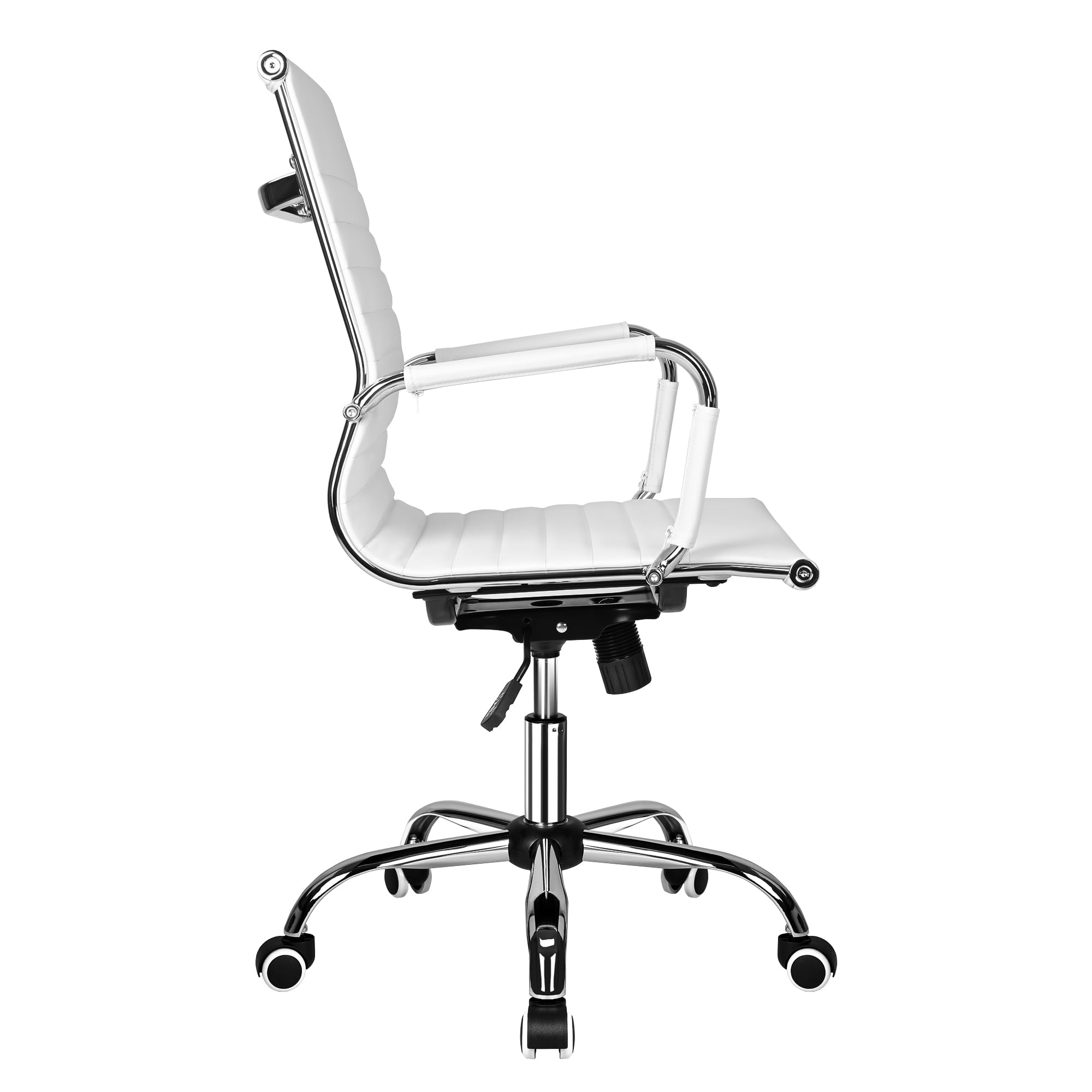 T-LOVENDO.ES Silla de Oficina o escritorio Blanca de Diseño Moderno y elegante - Ergonomica y Reclinable - de Piel Cuero Sintetico. Ideal Sala de reuniones