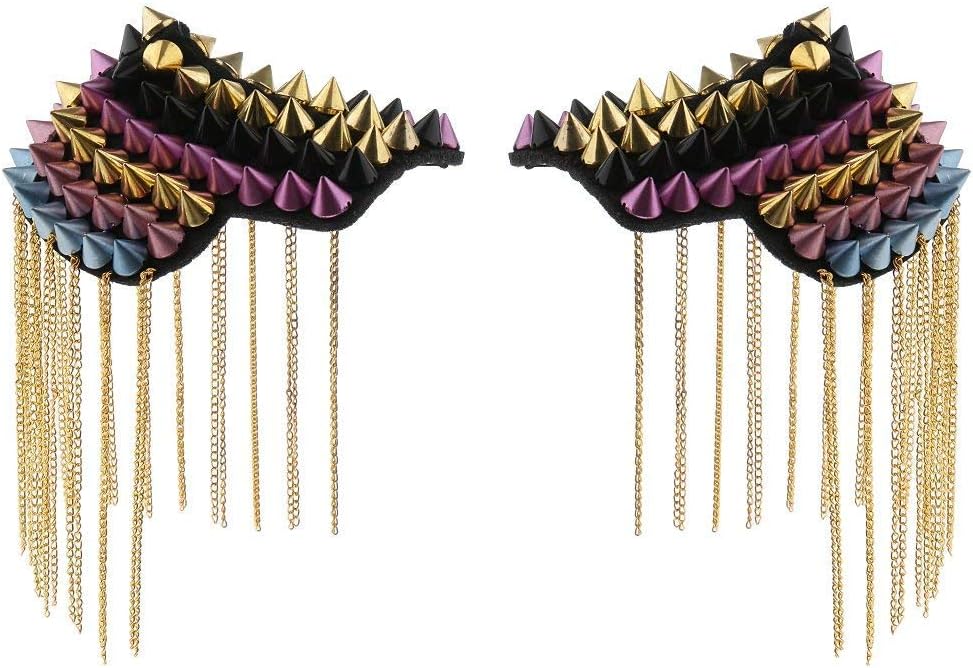 KODORIA Pair Shoulder Epaulettes Badge Tassel Chain Shoulder Brooch Epaulet Emblem Suit Badges