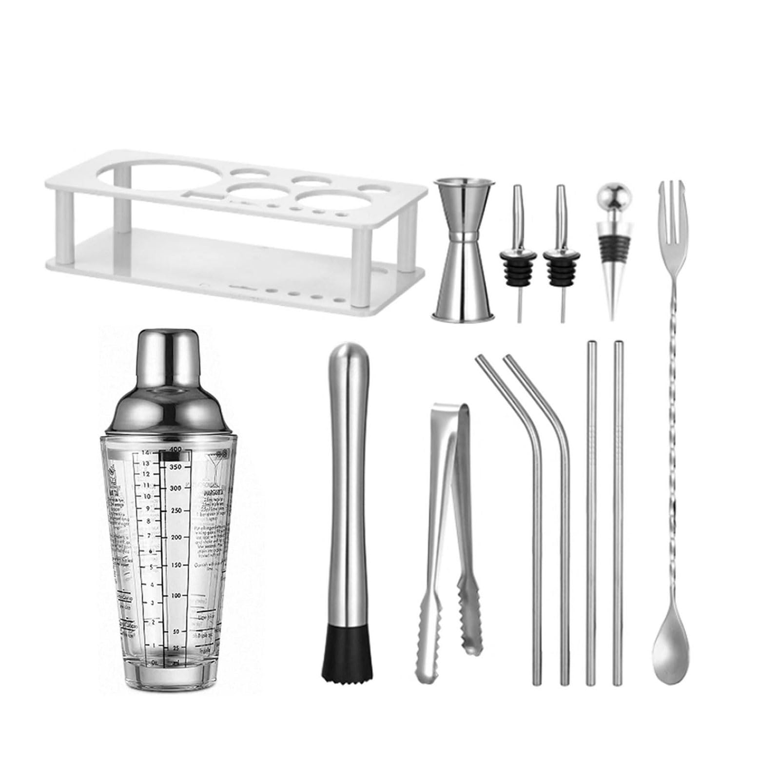 Coctelera de Acero Inoxidable 13 piezas Coctelera para Cócteles Kit Con Soporte acrílico juego de barman con Mortero de Cóctel Accesorios Profesional para Mezclar Bebidas,Barra,hogar,Fiestas