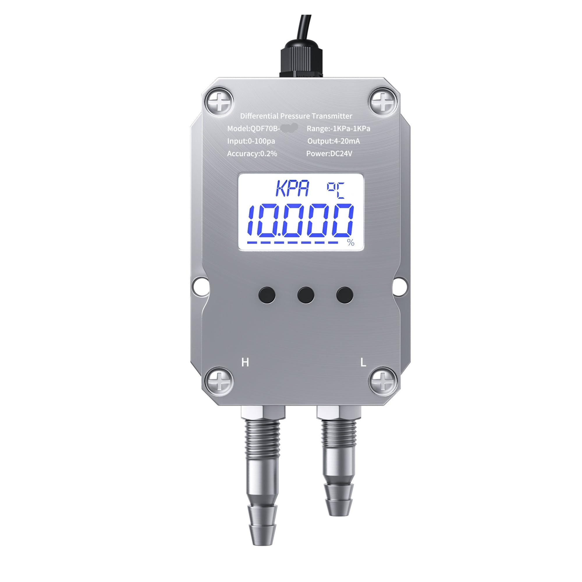 Transmisor de presión diferencial Medidor de presión diferencial 0-100 pa 0-200 pa 0-500 pa 0-1 kpa 0-5 kpa a 4-20 mA 0-10 V 0-5 V Transmisor de presión diferencial RS485(Output RS485,0-500pa)