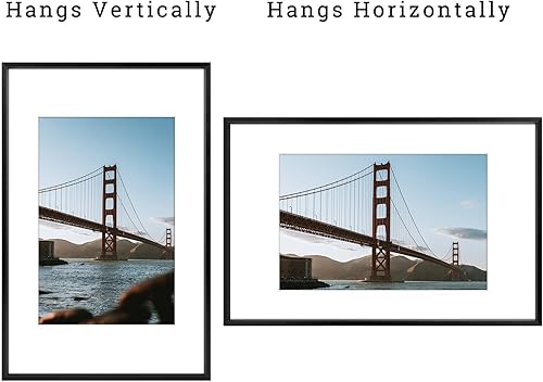 Vista 182 de Frametory - Colección de marcos de metal para fotos, marco de aluminio para fotos con alfombrilla de color marfil y cristal real Dorado