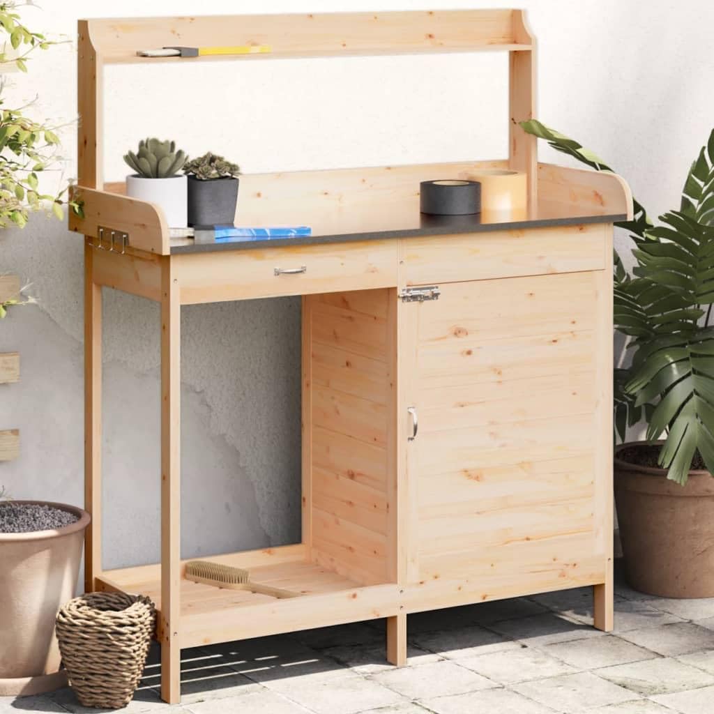 vidaXL Table de Rempotage avec Armoire Établi Jardin Bois Massif Sapin