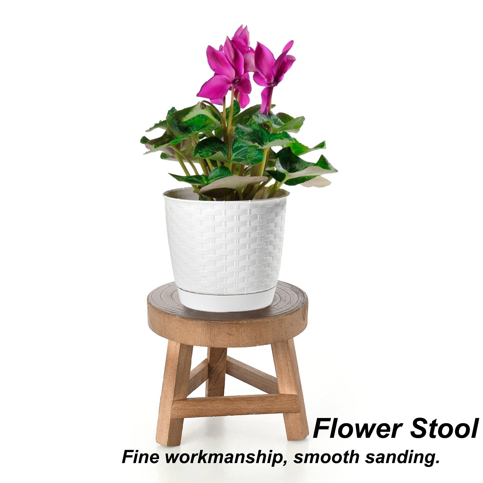 Holz Hocker, Stabil und Langlebig 15 cm Hoch Braun Dekorative Mini-Hocker für Kleine Schmuck und Pflanzen, Ideal für Küche, Bad, Schlafzimmer (6.7 * 5.9in)