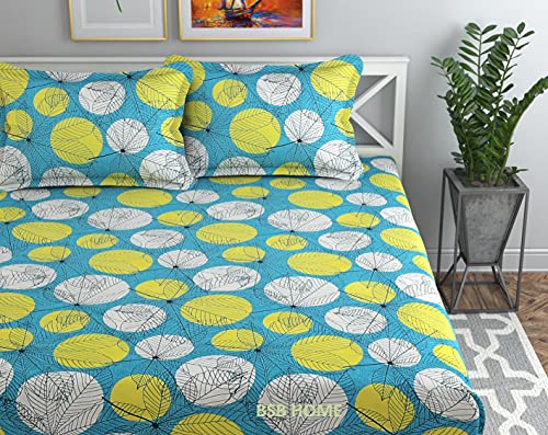 Image of BSB HOME Present Designer Printed Cotton 160 TC Standard | Regular | King Size Pillow Cover Set of 2 Piece (18x28 Inches, White Green and White)