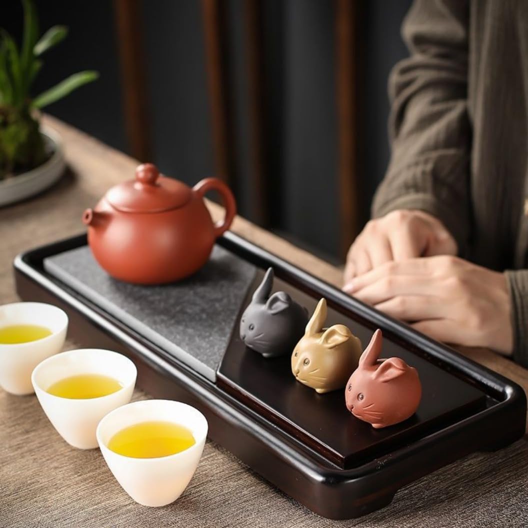 Purple Clay Tea Pet Bunny Ornament Handmade Can Be Raised Zodiac Bunny Tea Playing Tea Art Tea Set Accessories (Yellow)