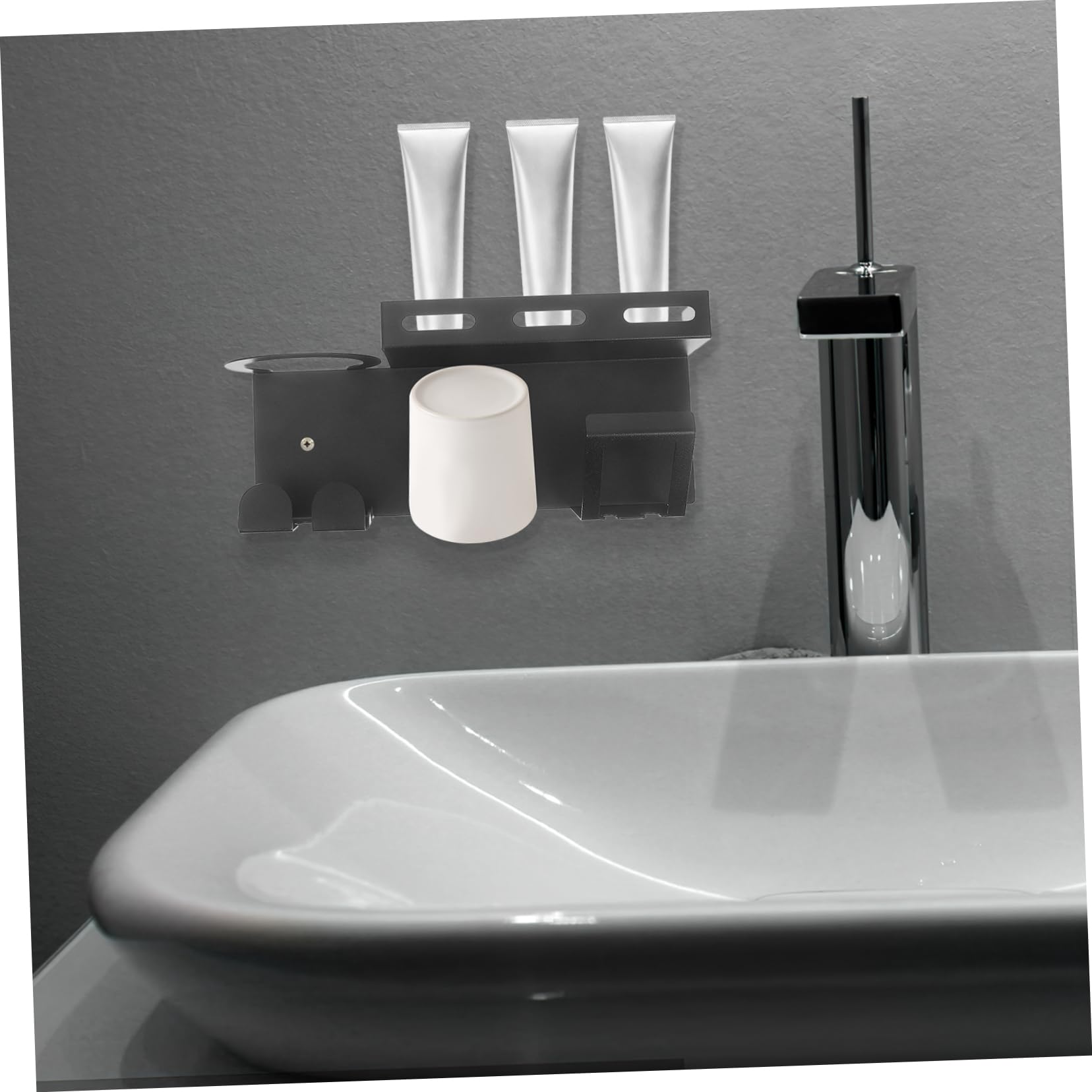Porte-brosses à Dents Mural Double en Acier Inoxydable Noir