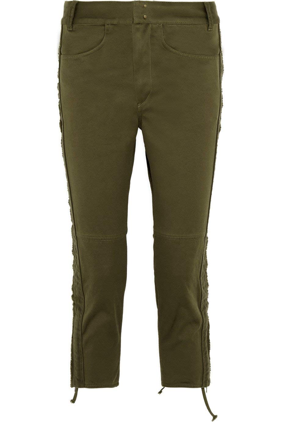 Isabel Marant Khaki Cotton Twill Slim Leg Pants Army 36