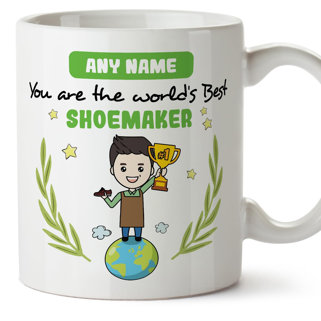 MUGFFINS Personalised Mug for Shoemaker Man - in English - You are World's Best - Funny Custom Gift for Colleagues - Ceramic 11oz Mug