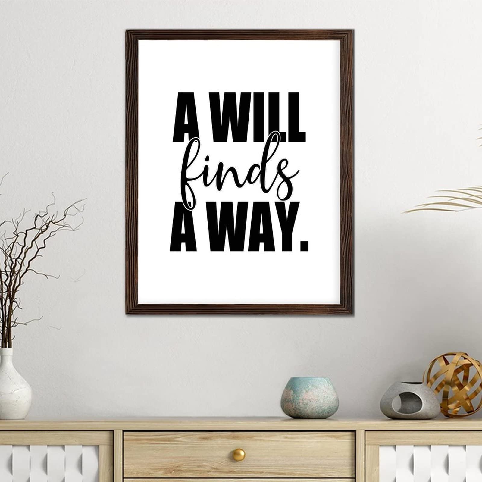 A Will Finds A Way - Letrero de madera para decoración de pared, con frases religiosas, cartel de madera enmarcada, letrero artístico de pared rústico de granja, 16 x 20 pulgadas