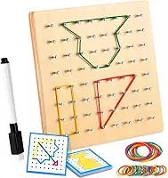 23 Cartões Padrão E 40 Elásticos, Geoboard de Madeira, Brinquedo Madeira, Toy Geo Board, Brinquedos de Madeira