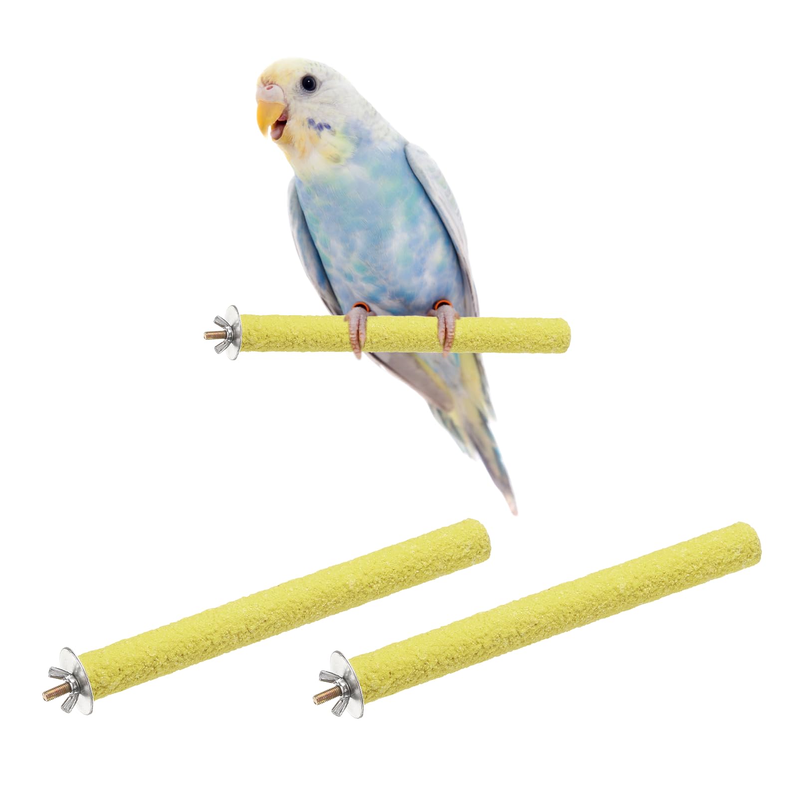 sourcing map Bird Perch Stand, Colorful Parrot Perch Paw Grinding Stick, Wood Rough-surfaced Perches 20 x 2 Cm, (Yellow, 2 Pcs), Intended for Home/Animal Parks/Pet Stores