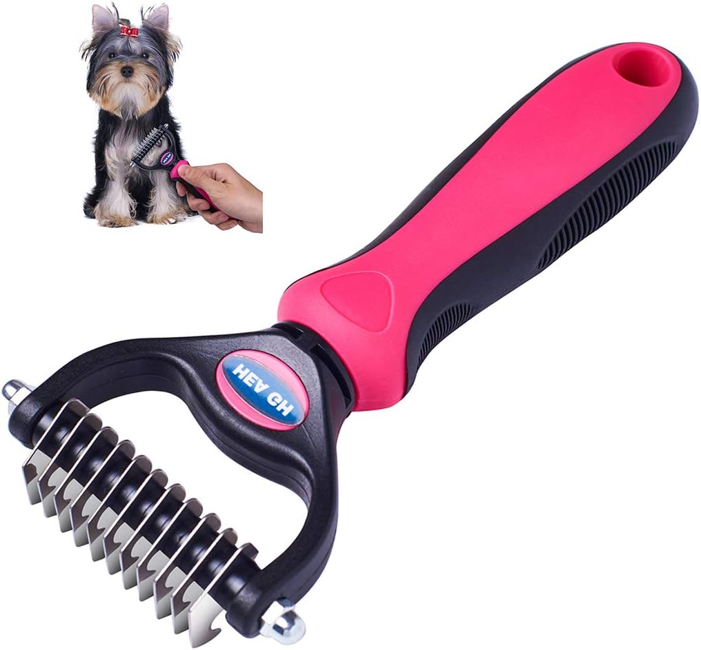 Pet Grooming Tool Pet Dematting Comb - 2 Sided Undercoat Rake for Cats & Dogs - Safe Dematting Comb for Easy Mats & Tangles Removing -…