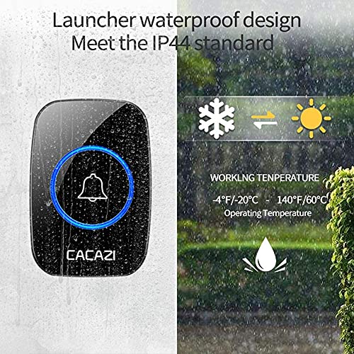 Image of Wireless Doorbells for Home, Waterproof Doorbell with 1 Transmitter and 1 Receiver, Adjustable Volume Range 300 m with 5 Volume Levels, 60 Ringtones for Office Hotel Casa