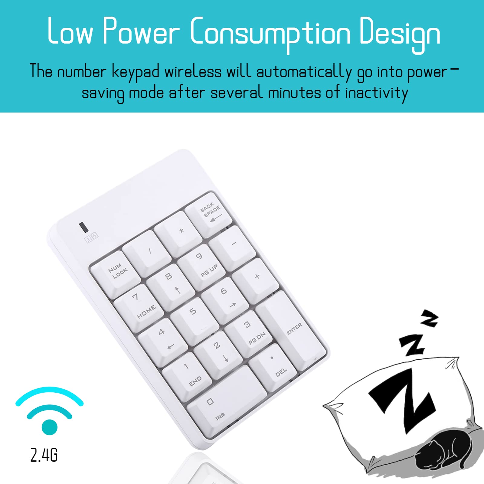 Cuifati 2.4G Clavier numérique USB sans Fil Pavé numérique Numéro 18 Touches Ordinateur Portable Nouveau, Mini Clavier numérique Compact Lightweight avec Connexion sans câble (Blanc)