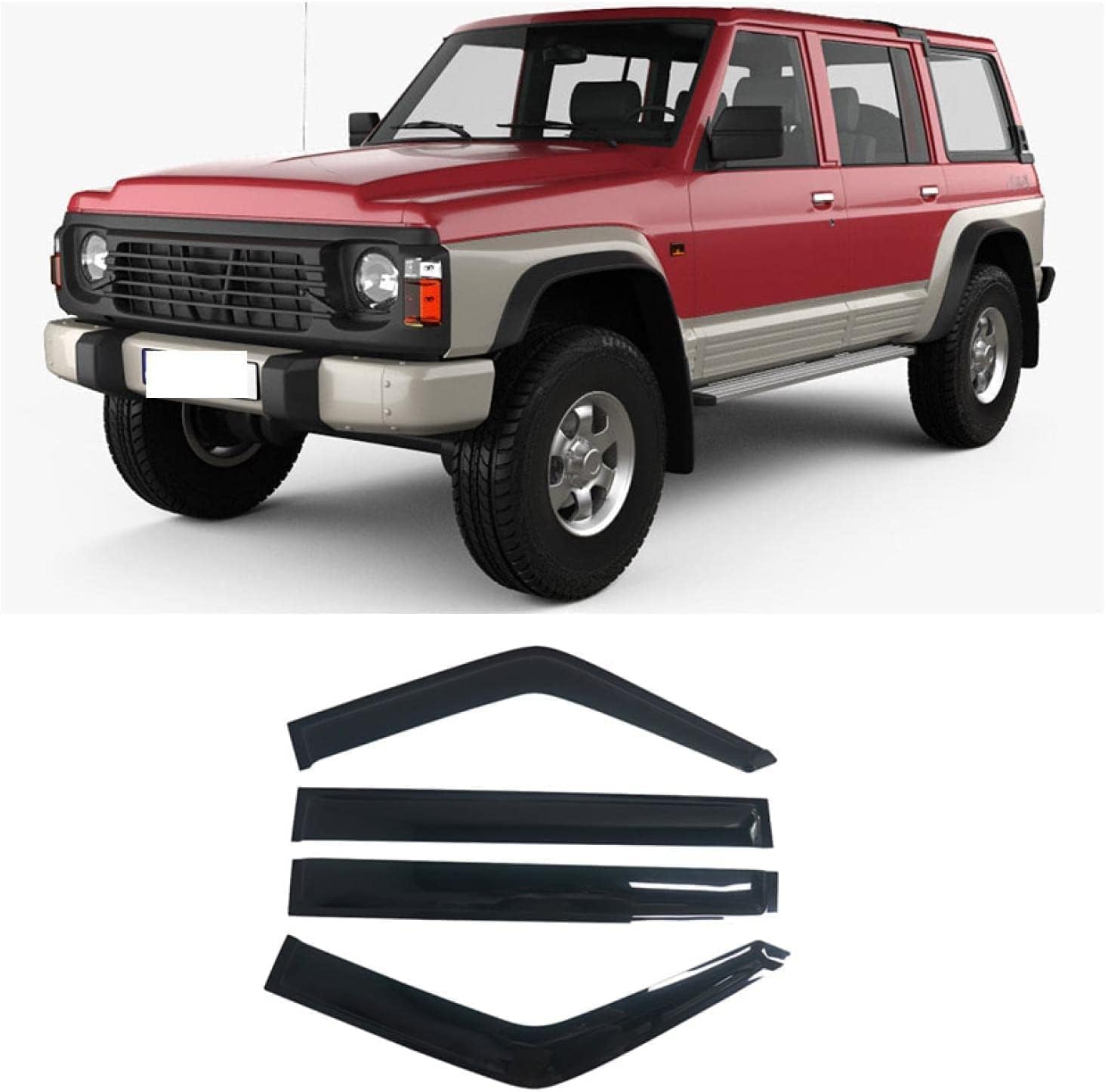 PANXUC Car Wind Deflectors for Nissan Patrol Safari Y60 1987-1997, Side Window Wind Rain Deflector Window Visor Sun Rain Guard Smoke Guards