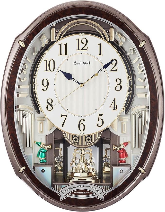 Amazon.co.jp: 掛け時計 電波時計 時計 48曲メロディ付き ブラウン
