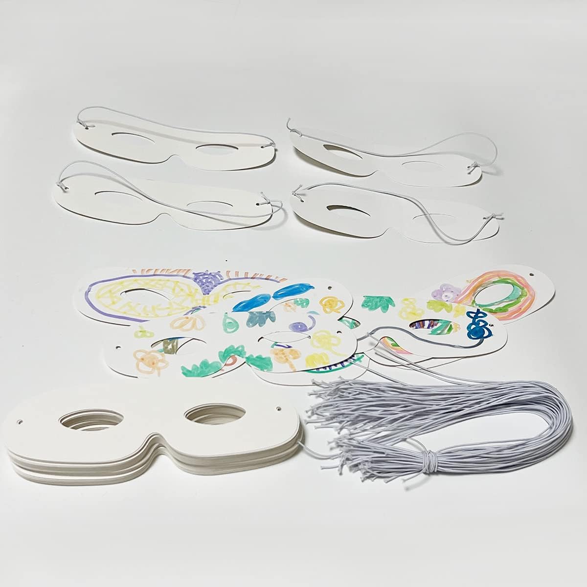 Lependor 72 Pack White Paper Eye Masks, Plain Masquerade Mask DIY Blank Masks Decorate for Costume Party, Halloween Party - 72 Packs - Image 4