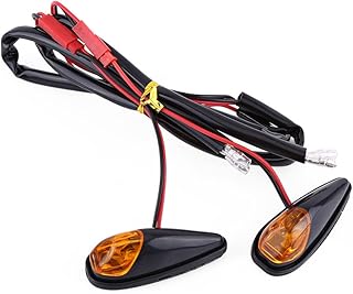 Keenso Motorcycle Flush Mount LED Turn Signal Light, 2 pcs/pair Universal Motorbike Indicator Lamp Amber Light Front Rear Blinker Indicator Light Motorbike Flush Indicators, Black Shell 12V