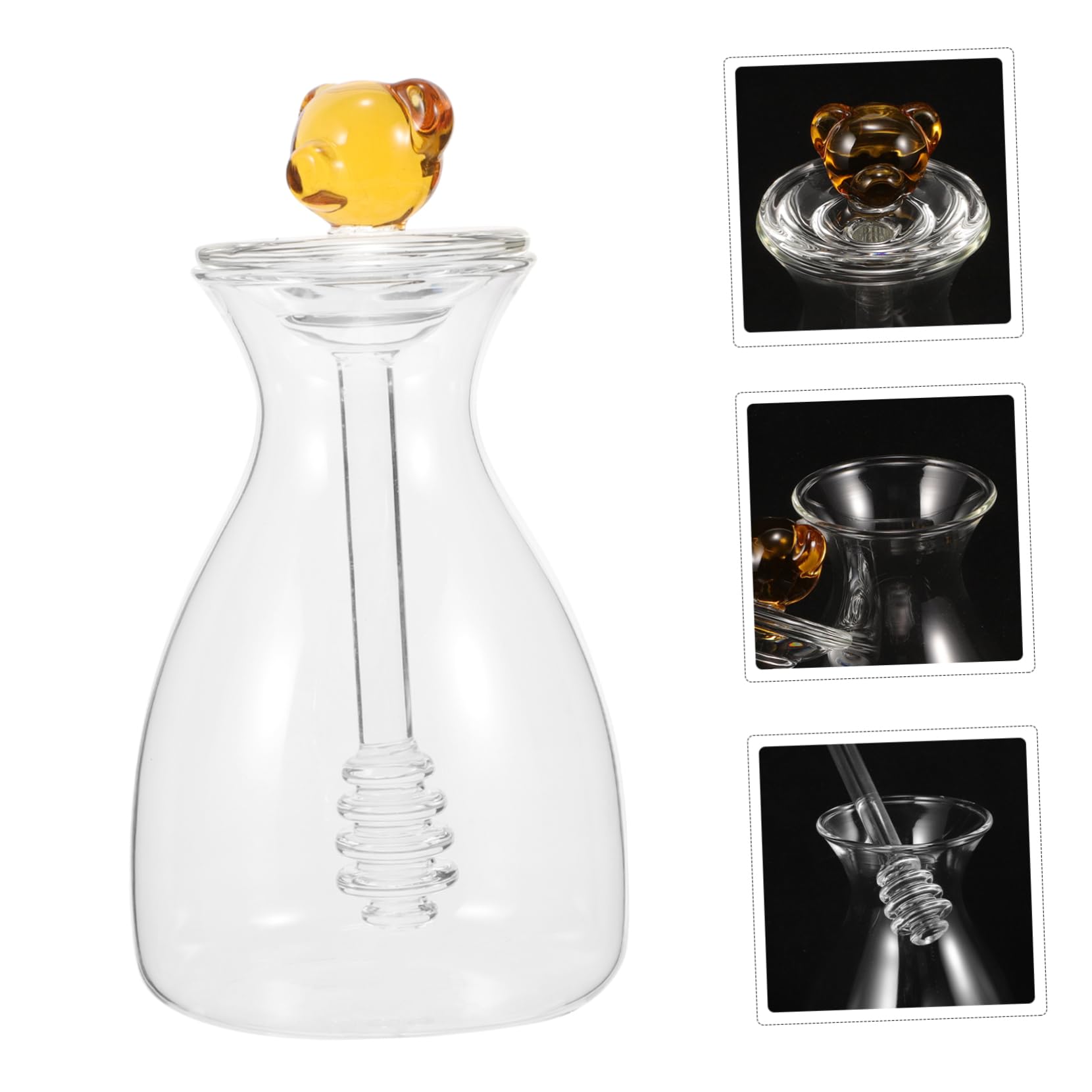 COLLBATH Honigglas Praktische Aufbewahrung mit Deckel und Honiglöffel aus Glas Großer Honigbehälter Kreatives und Einzigartiges Design für Zuhause für Honig und Marmelade