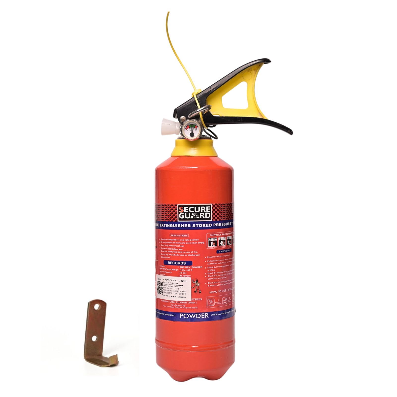 Secure Guard ABC Powder Type 1 Kg Fire Extinguisher Pack of 4 Red Premium Fire Extinguisher ISI Mark with Wall Mount Hook for Home, Kitchen, Office, School and Industrial Use-image-39