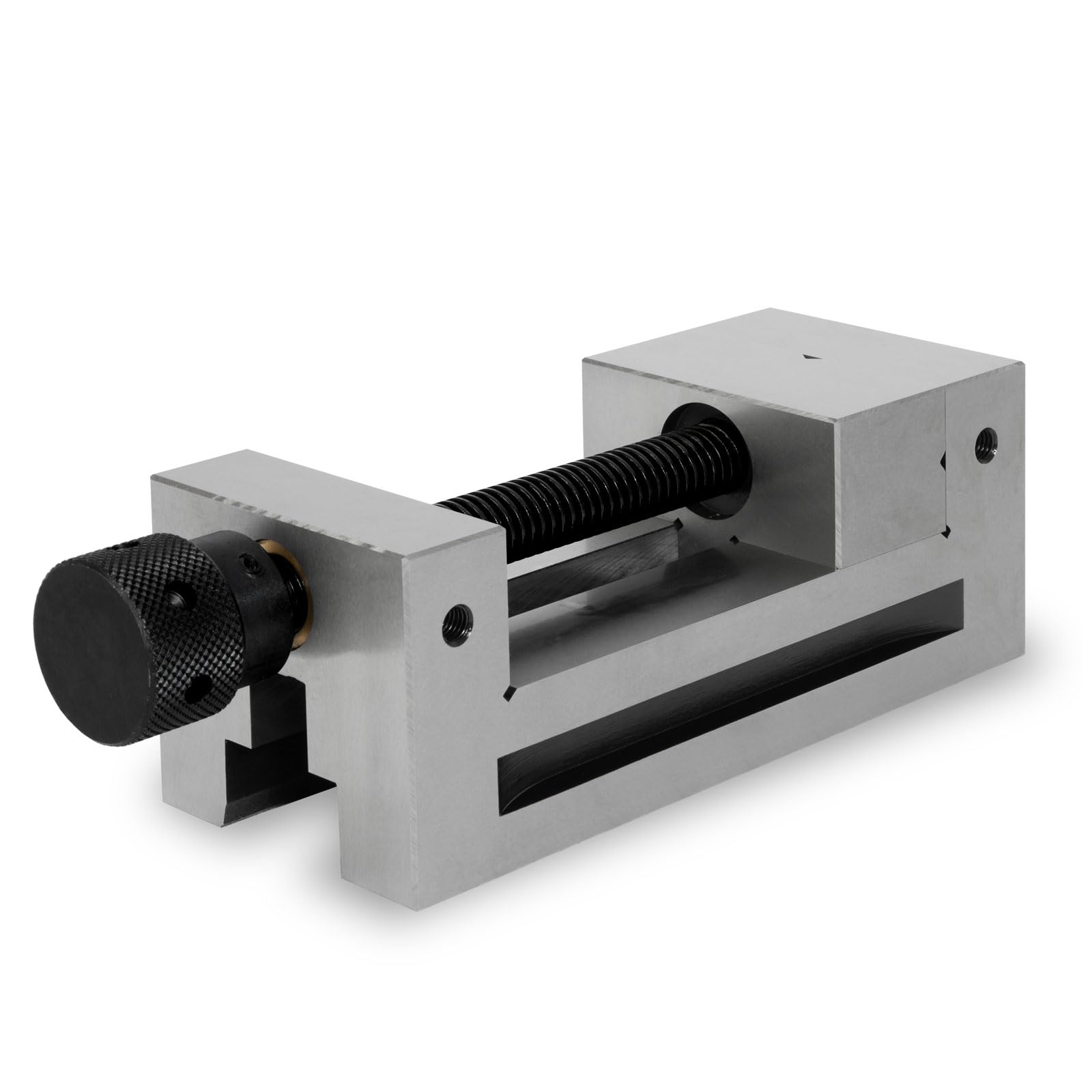 EBERTH Etau de précision avec broche, largeur des mors 100mm, force de serrage maximale 125mm, hauteur des mors 45mm, en acier robuste, professionnel, pour divers travaux, étau d'atelier