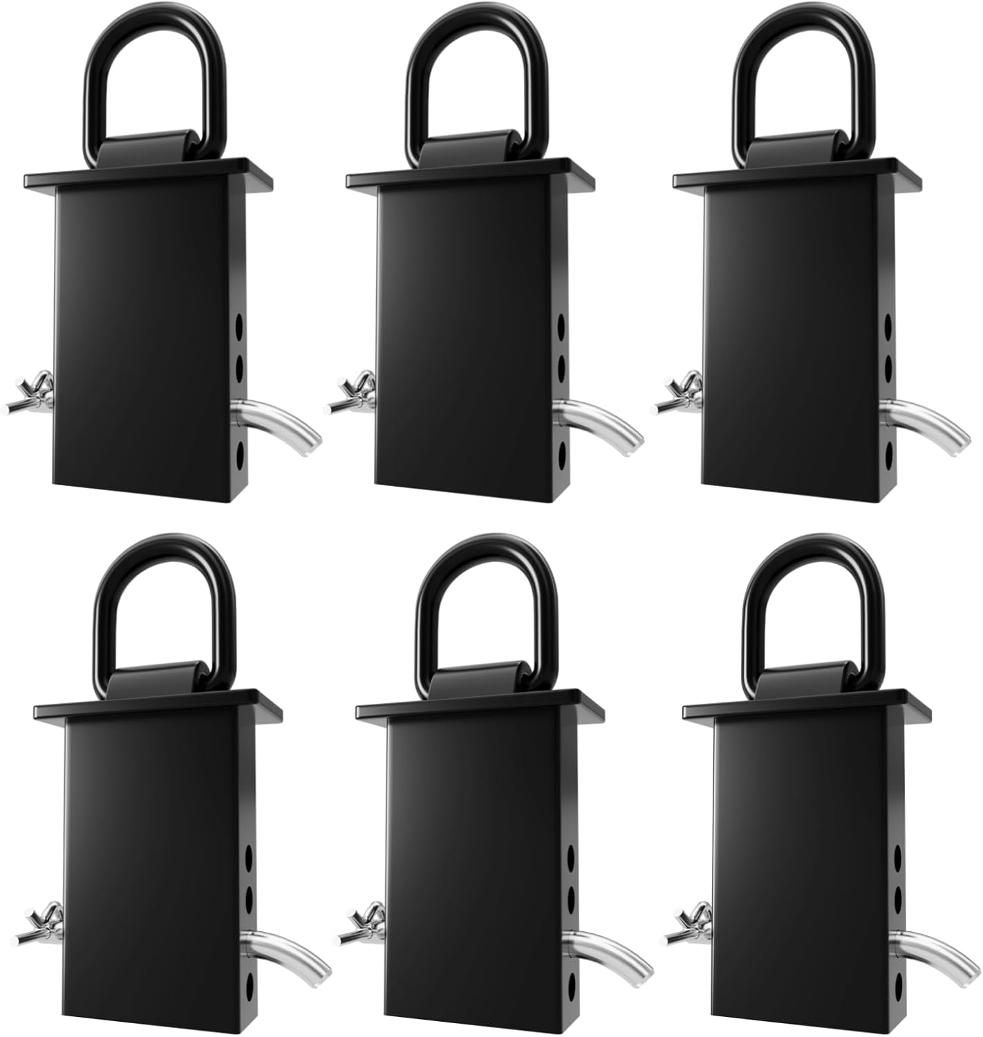 6 Pack Heavy Duty 1/2" Stake Pocket D Rings,12,000 lbs Break Strength Adjustable Tie Down Anchors for Flatbed Trucks & Utility Trailers | 4 Hole Adjustment