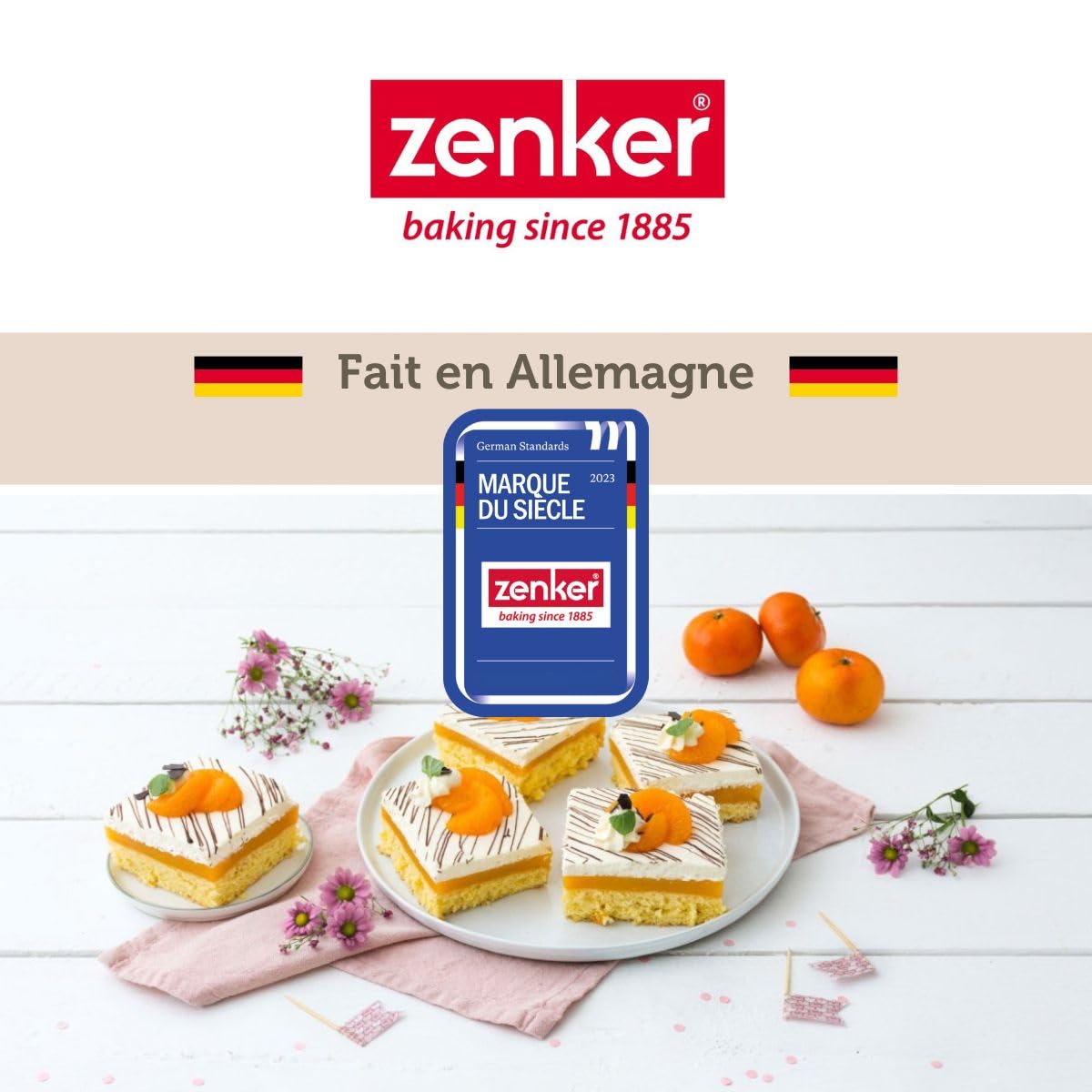 Zenker 7903 plaque de cuisson avec couvercle, plaque pâtisserie four, boite de transport gâteau, boite gâteau rectangulaire, Acier inoxydable, 42 x 29 x 7,5 cm