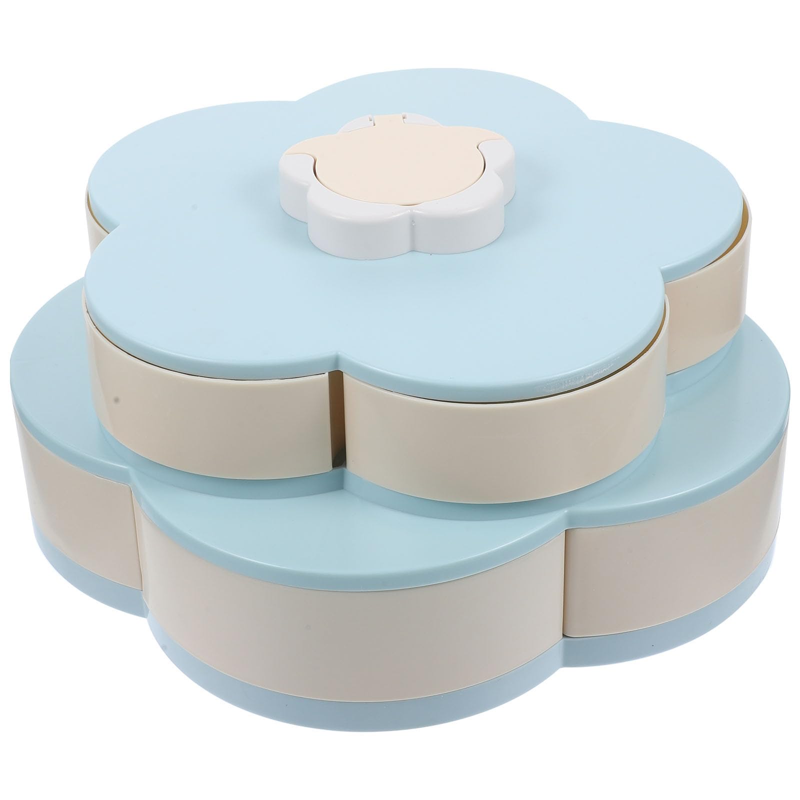 Caja de Dulces Giratoria Diseño en Forma de de Doble Capa con Soporte para Teléfono Material Pp y Múltiples Compartimentos Color para Meriendas Color