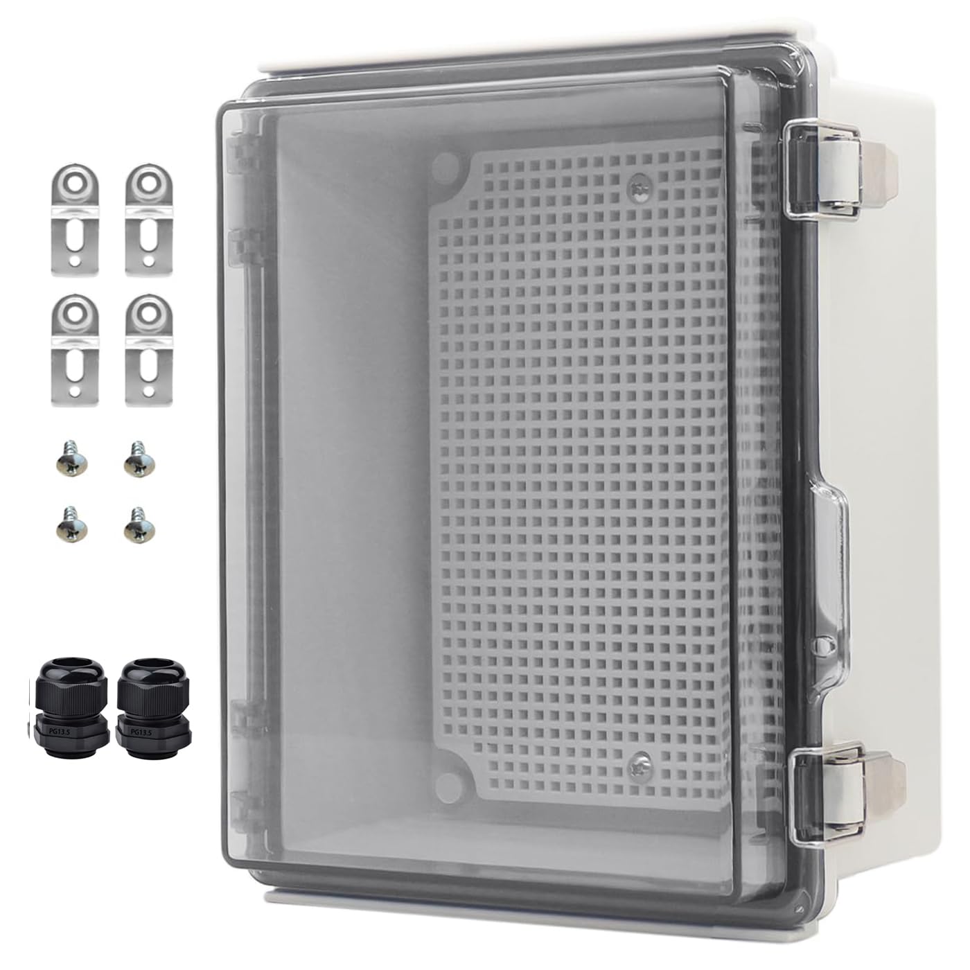 Outdoor Waterproof Electrical Box Junction Box Weatherproof IP67 ABS Plastic Enclosure Switch Router Project Box Electronics Enclosure with Mounting Plate Wall Bracket Clear 8.7"x6.7"x4.3"