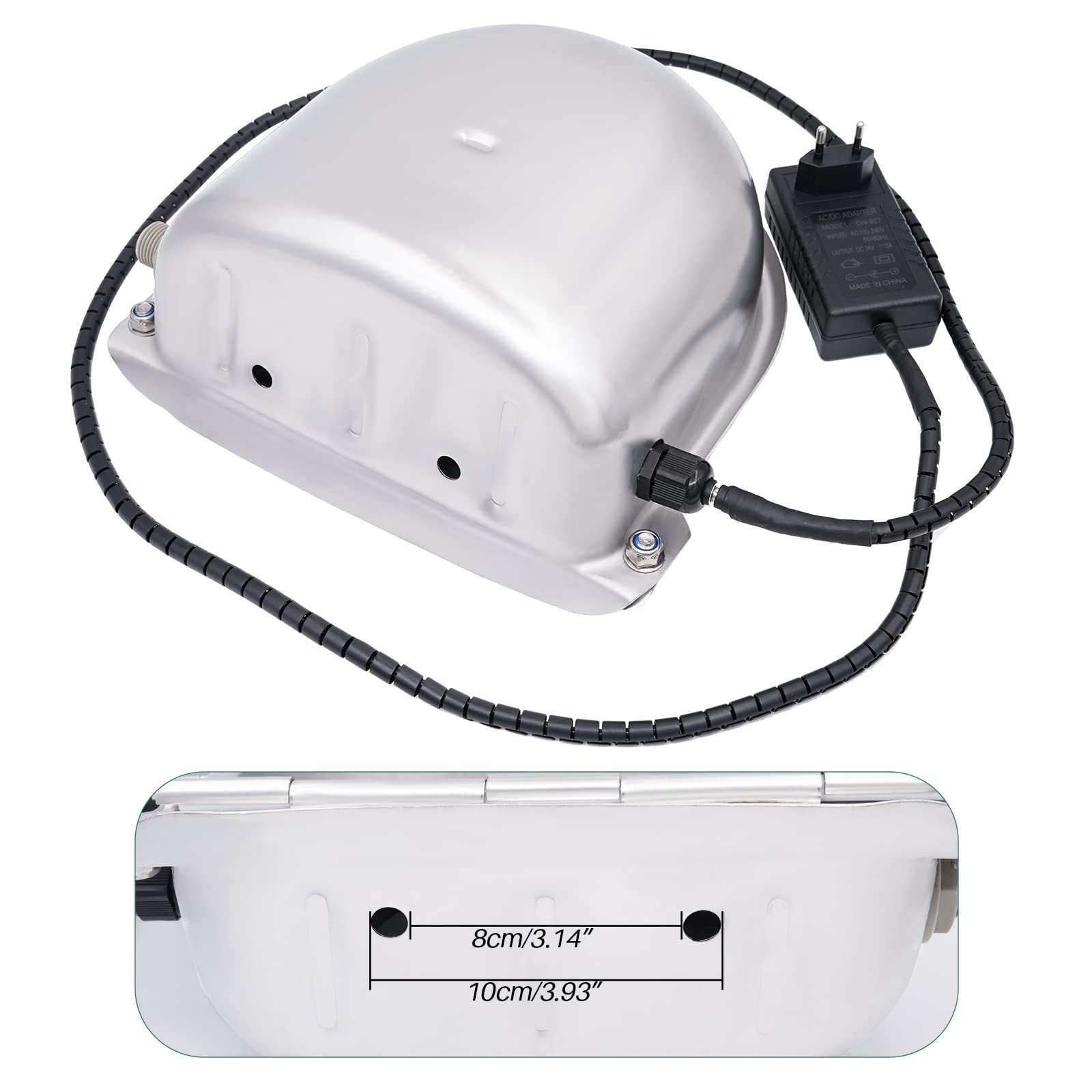 Automatycznie podgrzewana miska na wodę ze stali nierdzewnej z zaworem pływakowym 24 V, 80 W koryto na wodę dla zwierząt, bydła, psów, koz, świń, koni