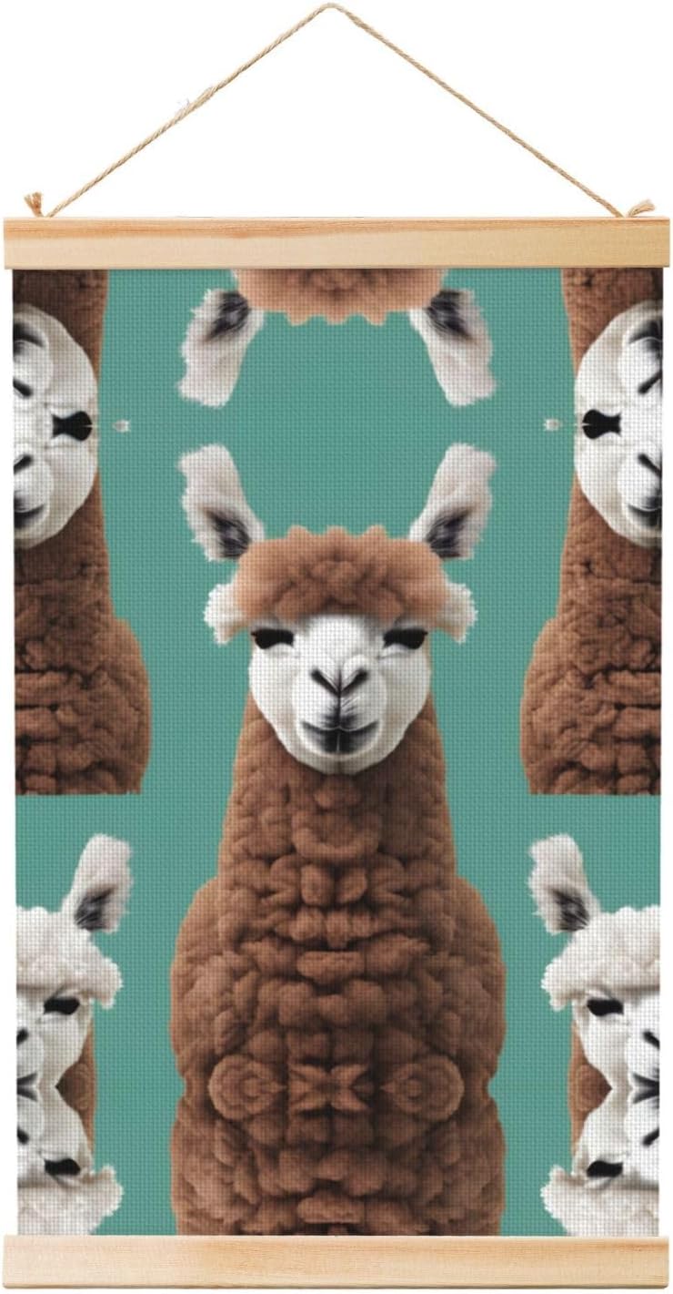 Alpaca Llama Print Poster Hanger,Hanging Poster, Poster Frame,Wood Poster Hanger, For Wall Hanging