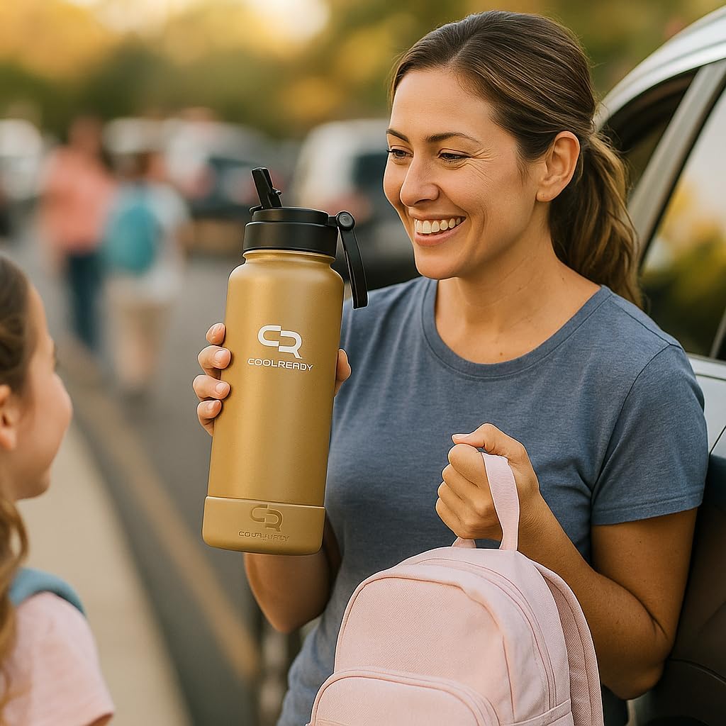 40 oz Gold Insulated Water Bottle – Leak-Proof Wide Mouth Stainless Steel Flask with Straw & Spout Lid + Silicone Boot – Bottle for Gym, Workout, Outdoor Use - Image 8