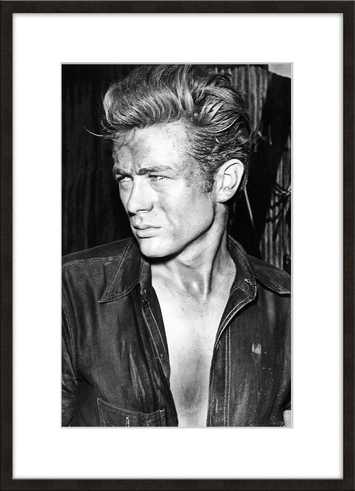 artissimo gerahmtes Poster 50x70 cm James Dean PE6575-SC – Schwarz-Weiß Bild mit Rahmen, Kunstdruck mit Passepartout, Hollywood Stars Wandbild Vintage Hochformat