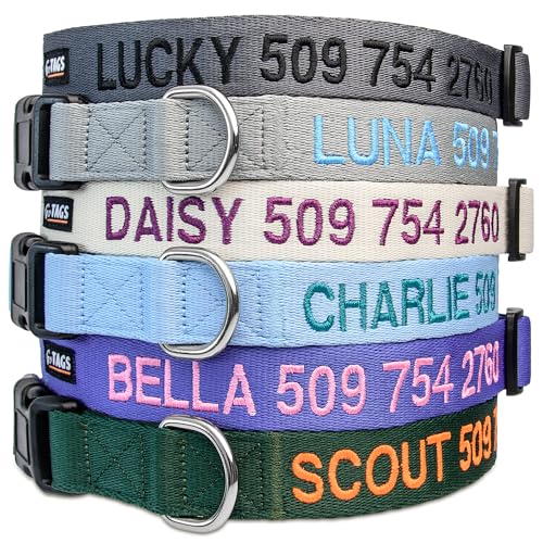 GoTags Personalized Dog Collar, Custom Embroidered with Pet Name and Number | Available in Blue, Black, Pink, Red and Orange, for Boy and Girl Dogs or Cats, Adjustable Sizes, Small, Medium, and Large - Image 3