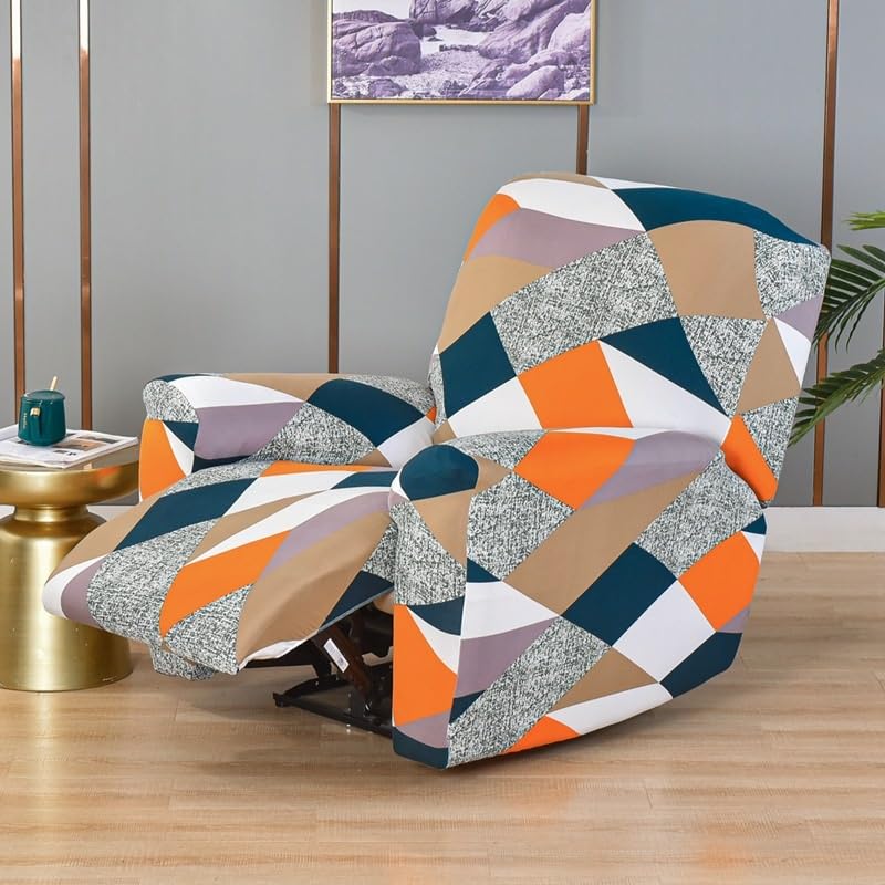 MKKBOB Single Recliner Slipcovers 4-Pieces Recliner Cover with Pockets Reclining Couch Slip Cover Reclining Chair Covers with arms Anti-Slip Stretch Fitted Recliner Sofa Chair Covers(Color 5)