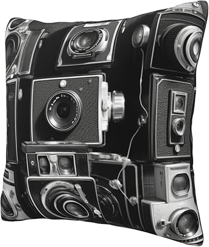 Miniatura 4 de Decorative Throw Pillow Covers 18"x18" Retro Cool Camera Collection Cushion Cases Square Modern Farmhouse Pillow Cases Soft Cozy Cushion Covers for