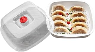 野菜用電子レンジスチーマー - 食品級蒸し加熱調理器具,電子レンジ加熱スチーマー蓋付き - 野菜 米 シ食品グレード 食品級 正方形形状 スクエア形状 耐熱 耐熱性 キッチチュー 野菜 魚 ベビーフード 夕食 食事 用